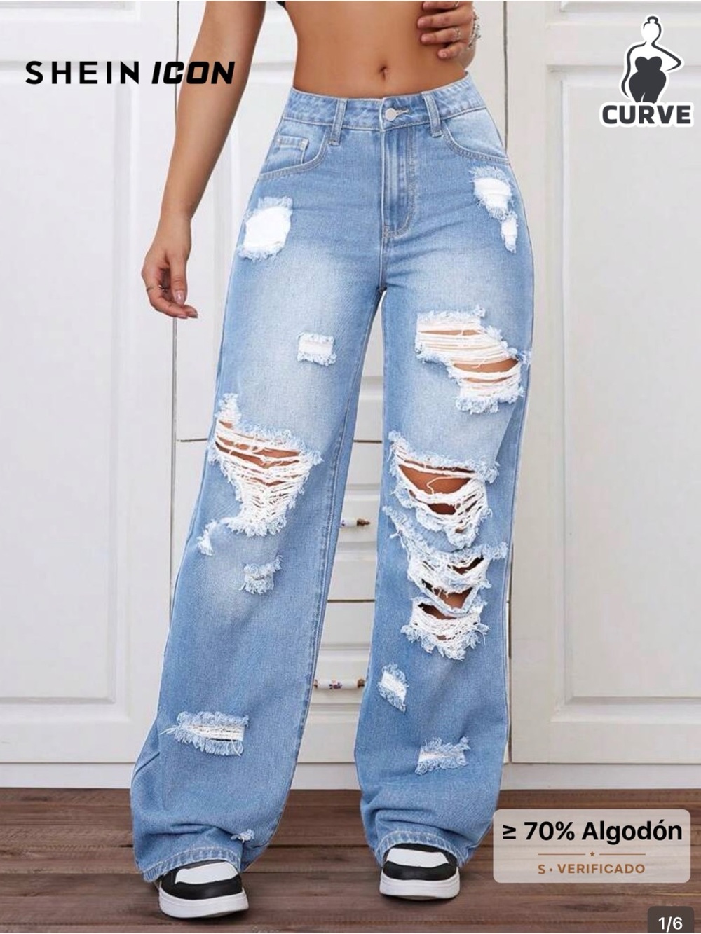 Old Navy Light Blue Distressed Wide-Leg Jeans